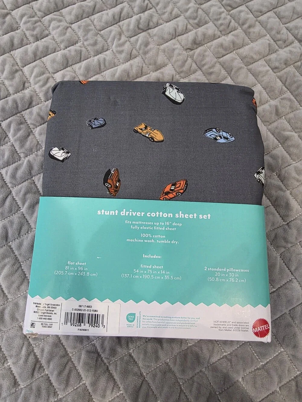 Full Hot Wheels Retro Car Kids' Cotton Sheet Set Gray - Hot Wheels by Pillowfort